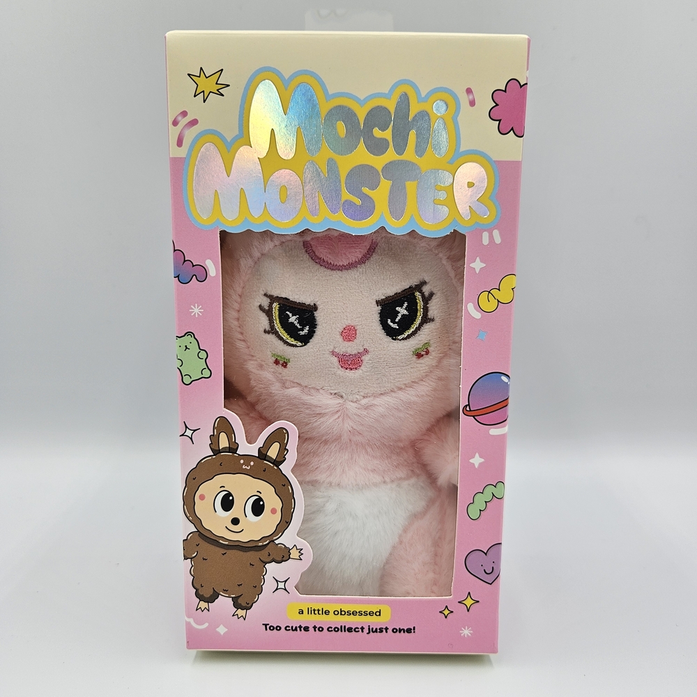 Pink Mochi Monster Plush Keychain